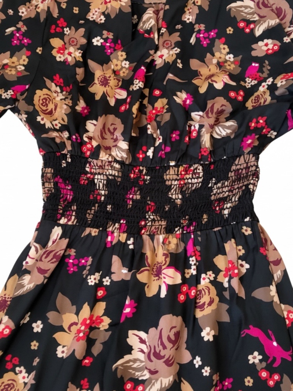 kate spade Black Floral Maxi Dress with Pink and Beige Blooms - Picture 5 of 9